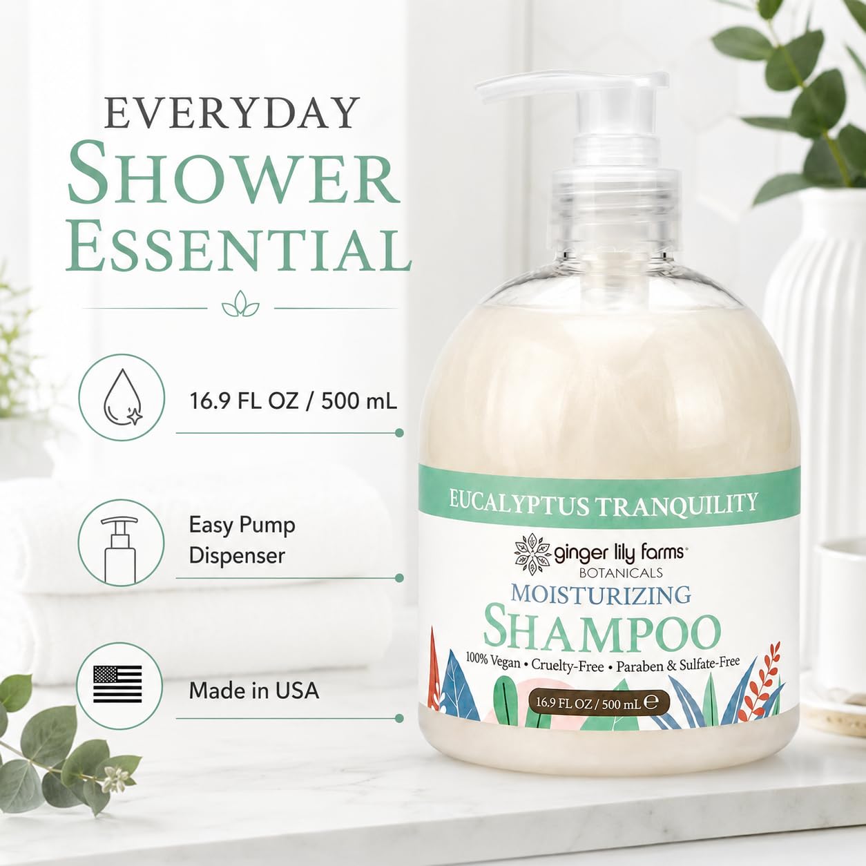 Ginger Lily Farms Botanicals Moisturizing Shampoo for All Hair Types, Coco Mango, 100% Vegan & Cruelty-Free, Coconut Mango Scent, 1 Gallon (128 fl oz) Refill | for Hands, Body & Hair, Moisturizing Wash, Salon Wash, Spa Cleanser, Salon & Spa Essentials, M…