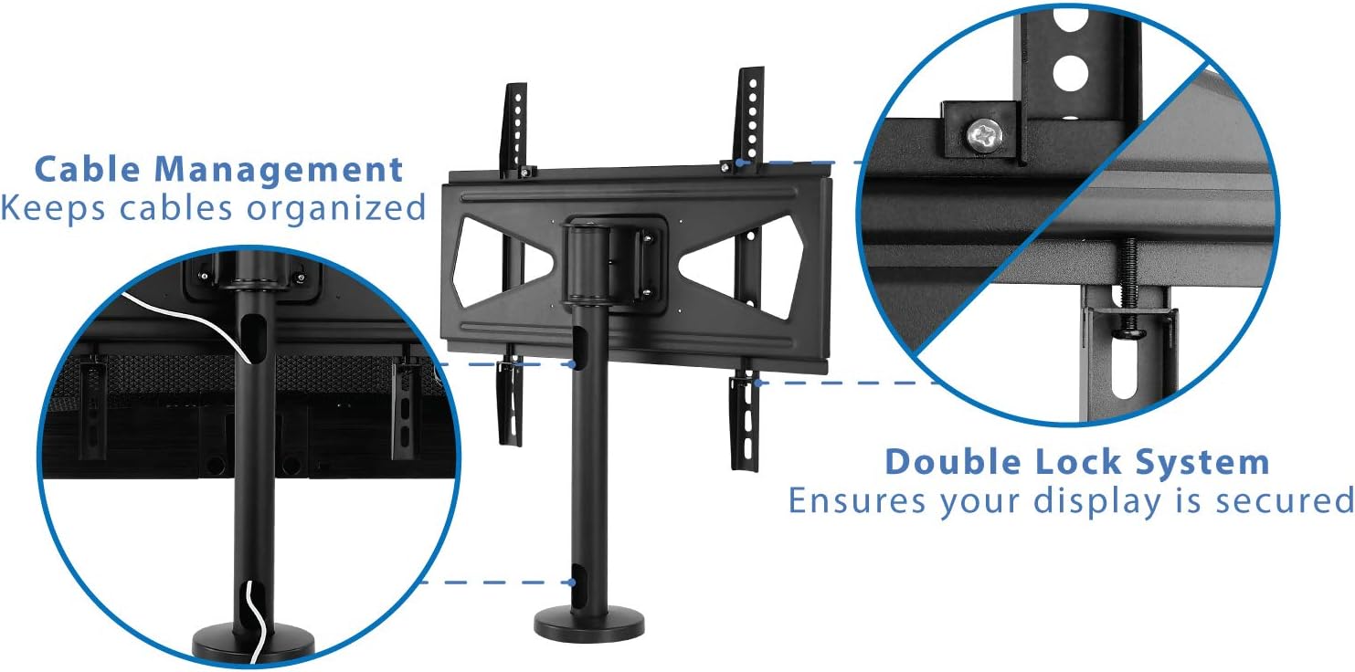 Mount-It! Bolt Down TV Stand, Anti-Tip Swivel Tabletop TV Mount for 32"–55" Screens up to 110 lbs, VESA 100x100 to 400x400, TV Base Replacement