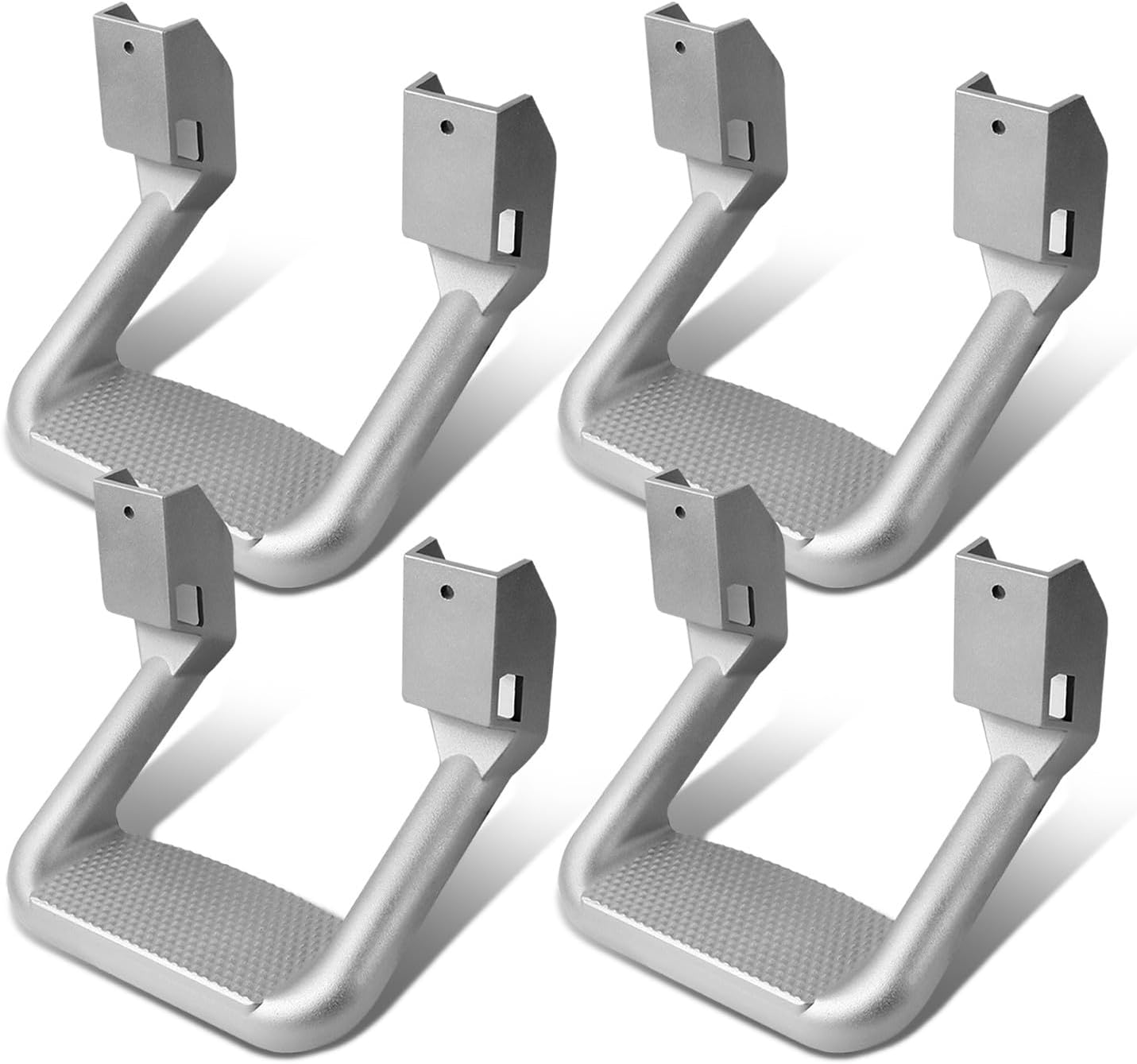 DNA MOTORING Pair Aluminum Side Hoop Steps Universal Side Step Compatible With Chevy GMC Dodge Pickup Trucks SUVs, 11"L x 6"H x 12"W, 2 Pcs, Silver, SSTEP-SS