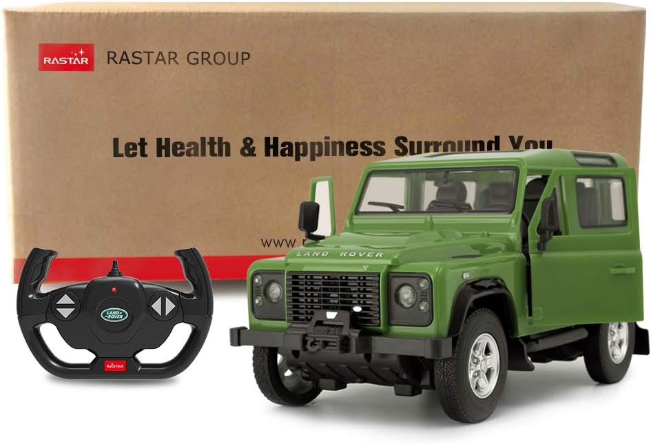 RASTAR Land Rover Defender RC Car, 1/14 Land Rover Remote Control Toy Model Car, Doors Opened by Manual– Green