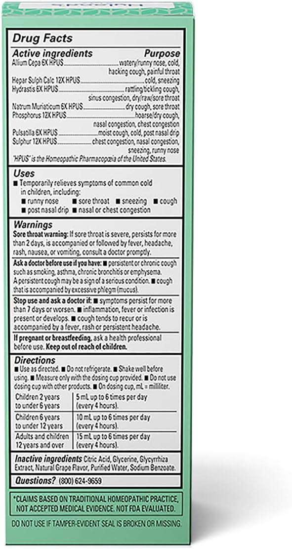 Hyland's Kids Cold and Cough, Day and Night Combo Pack, Cold Medicine for Ages 2 and up, Syrup Cough Medicine for Kids, Nasal Decongestant, 4 Fl Oz (Pack of 2)