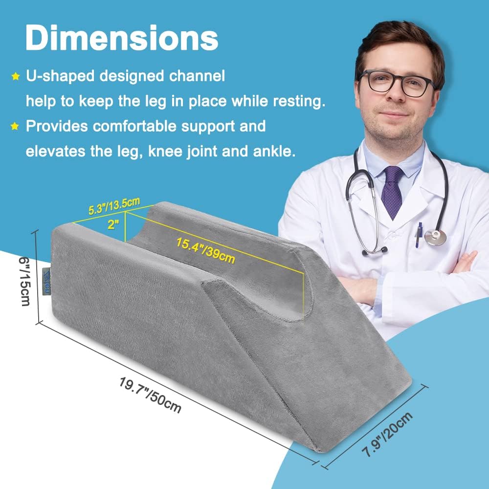 Leg Elevation Wedge Pillow Knee Foam for Sleeping Post Surgery Foot Leg Rest Pillows Knee Support Cushion Medical Elevated Pillow Leg Elevator Bed
