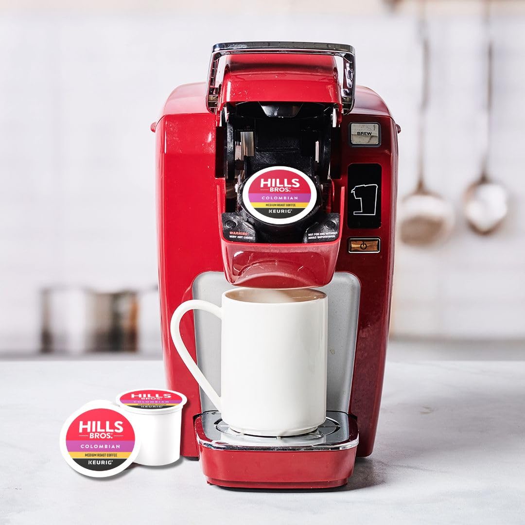 Hills Bros Single Serve Coffee Pods, 100% Colombian Ground Coffee, Medium Roast, 12 Count – Keurig Compatible, Roasted 100% Arabica Beans, Smooth Balanced Flavor