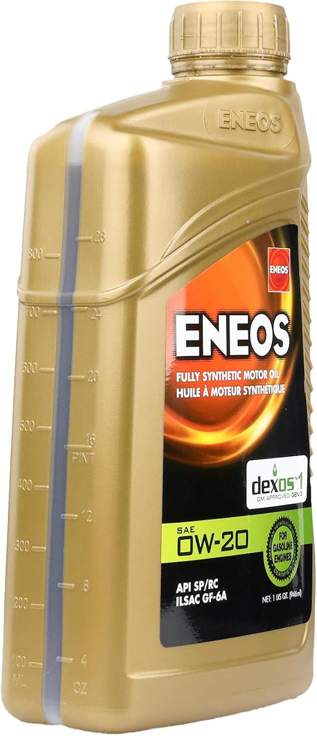 ENEOS 0W-20 Fully Synthetic Motor Oil, API SQ, dexos1 Gen3, 1 Qt