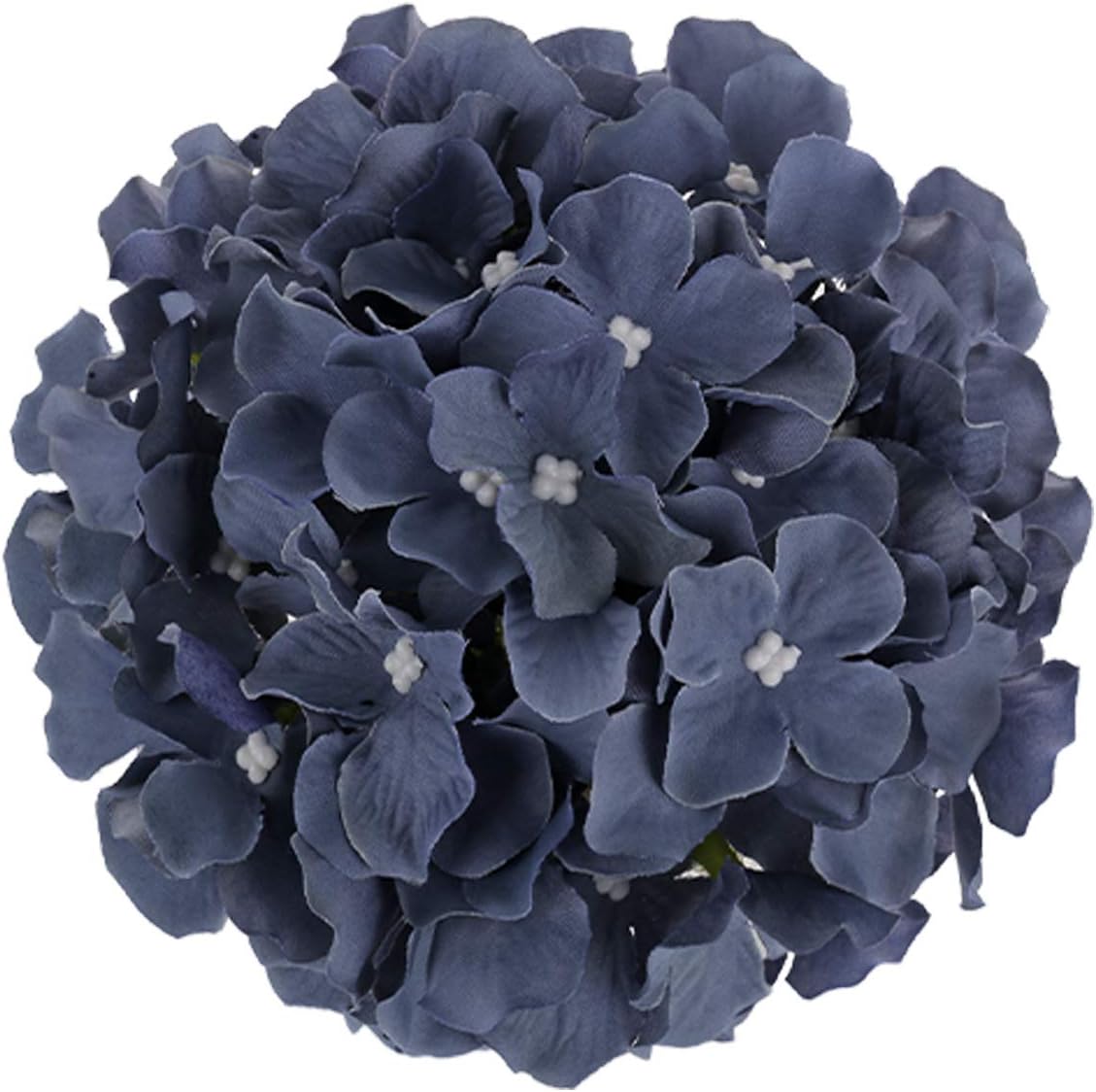 Silk Hydrangea Heads Artificial Flowers Heads with Stems for Home Wedding Decor,Pack of 10 (White)