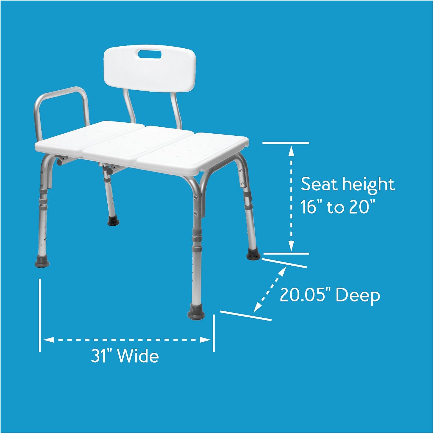 Carex Shower Bench and Shower Chair For Elderly and Disabled with Height Adjustable Legs, Tub Bench Converts to Right or Left Hand Entry