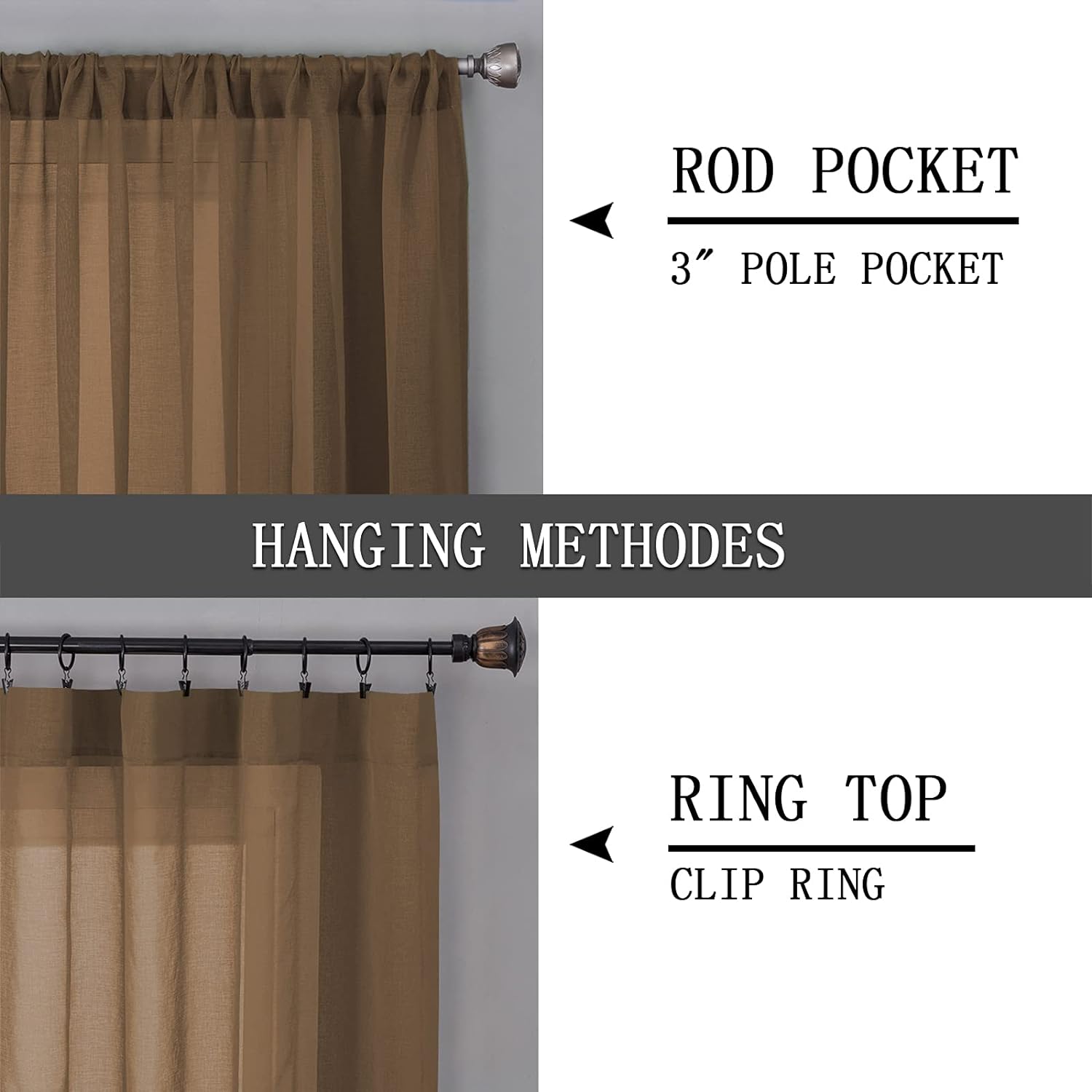 Tollpiz Sheer Curtain Linen Textured Living Room Curtains Sheer Light Filtering Rod Pocket Voile Curtain for Bedroom, 54 x 72 inches Long, White