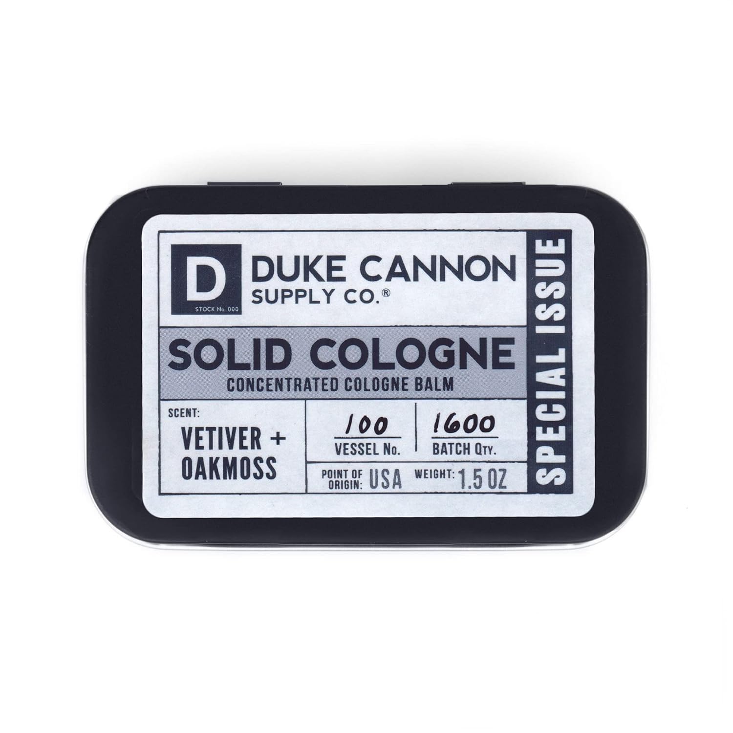 Duke Cannon Solid Cologne for Men, Bourbon Scent, Concentrated Balm, 1.5 oz | Woodsy charred oak barrel aroma inspired by classic bourbon craftsmanship