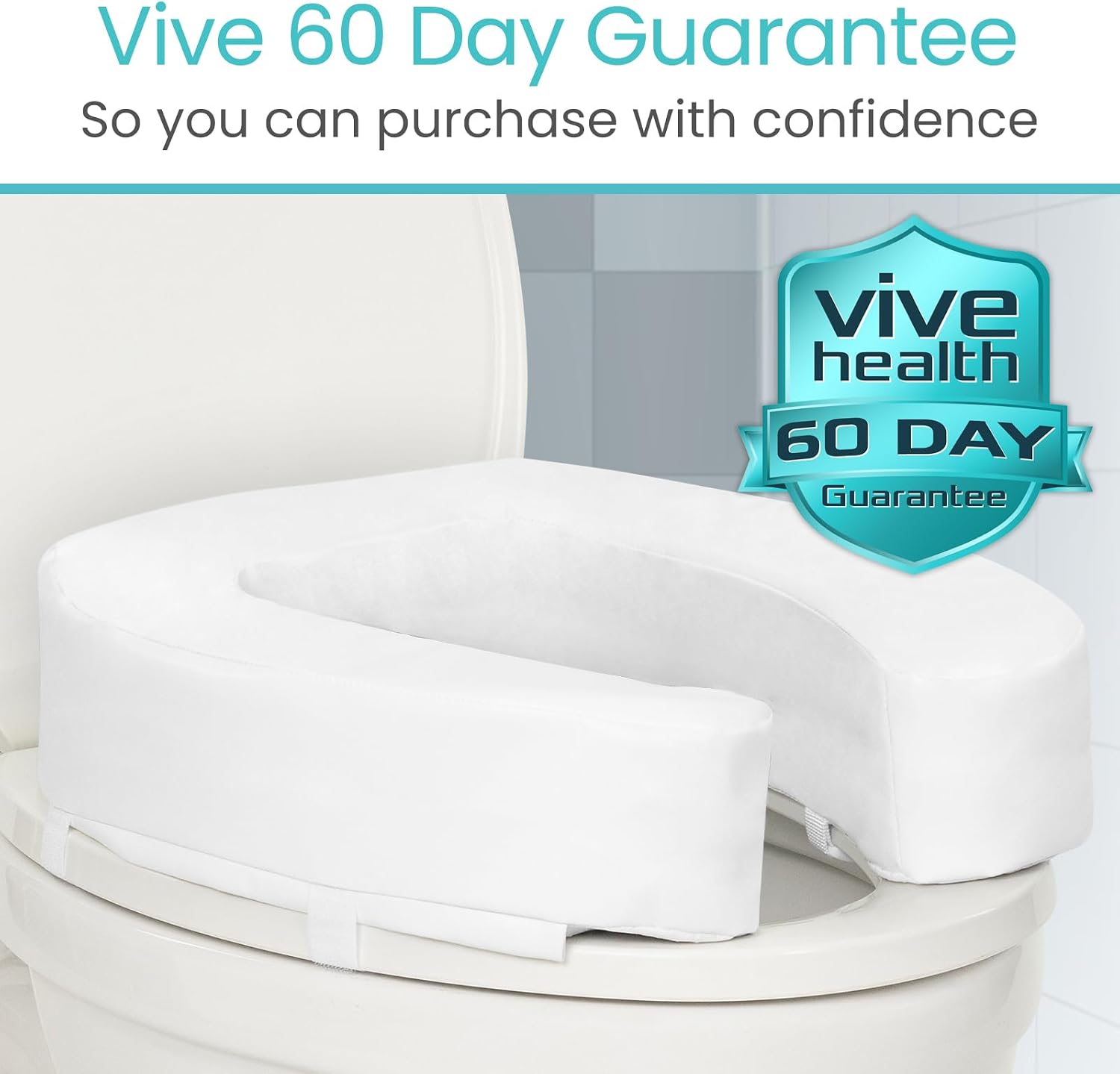 Vive Toilet Seat Cushion (Soft Cushioned Foam) - Easy Clean Soft Padded