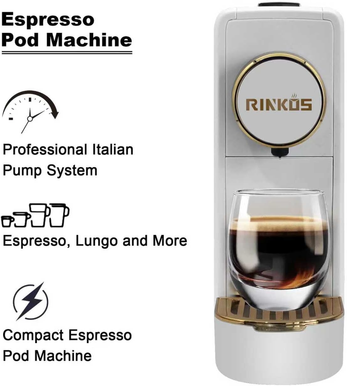 Espresso Machine Compatible with Nespresso Original Capsules, 20 Bar Italian High Pressure Pump Pod Coffee Maker