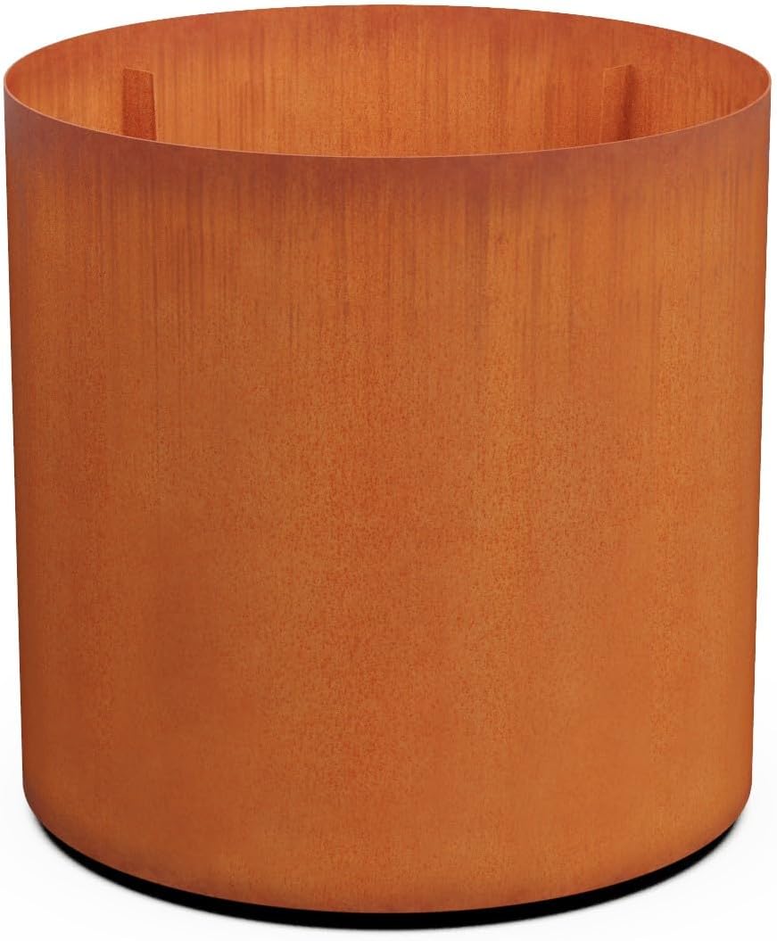 Plantercraft Large Round Planters for Outdoor Plants - 24 Inch Corten Steel Planter for Patio