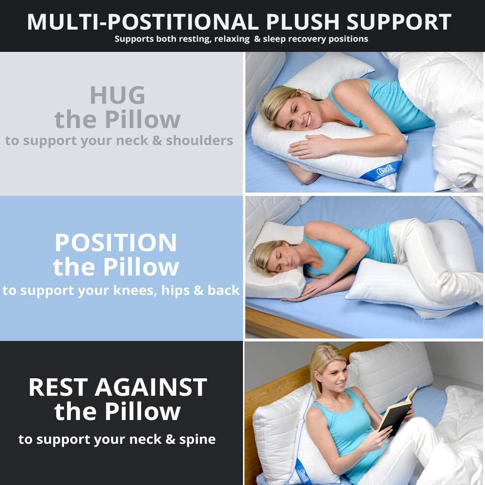 Contour L Shaped Bed & Body Support Pillow for Side Sleepers | Multi-Functional Relief Pillow for Shoulder, Hips or Knees