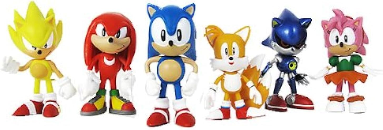 TRU Exclusive Sonic Multi Pack - 2" Action Figure Set (6 Classic Figures - Knuckles, Super Sonic, Amy, Metal Sonic, Tails)