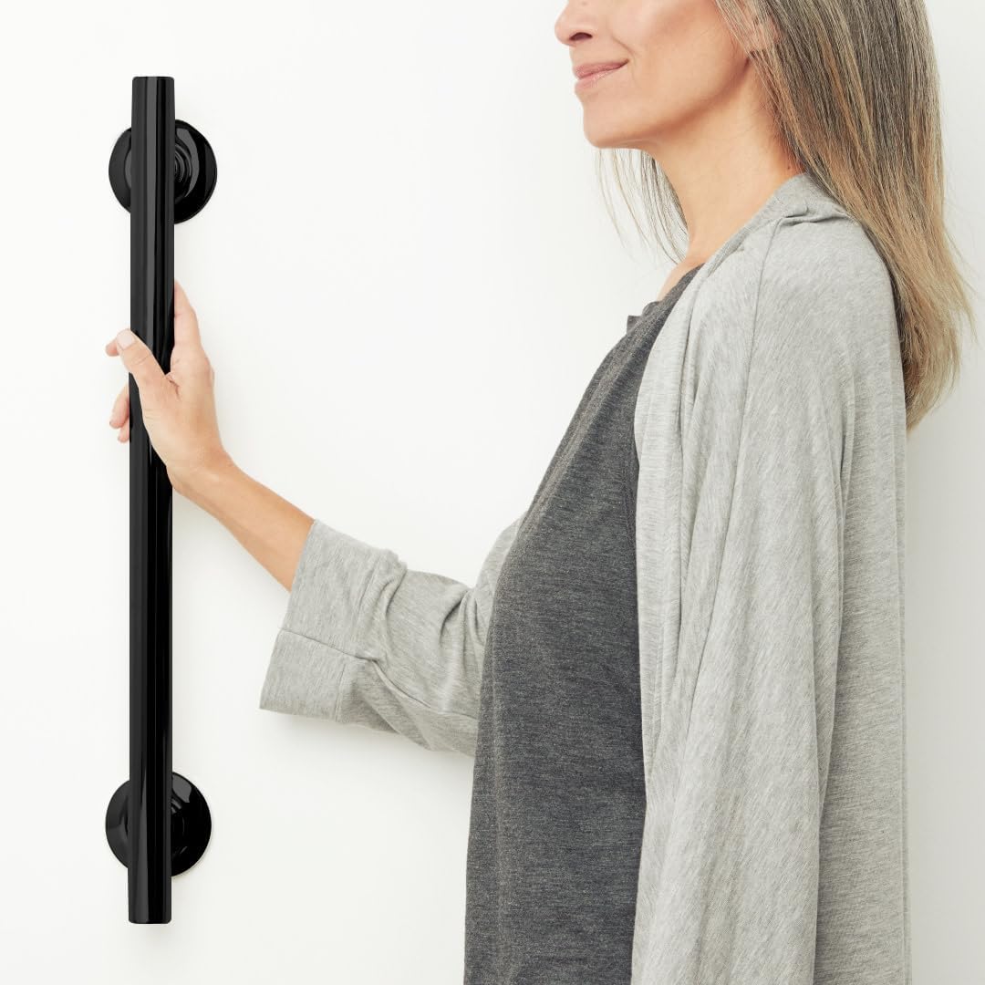 Seachrome 18-inch Coronado Designer Straight Bathroom Shower Grab Bar, Satin Stainless Steel, Brushed Nickel