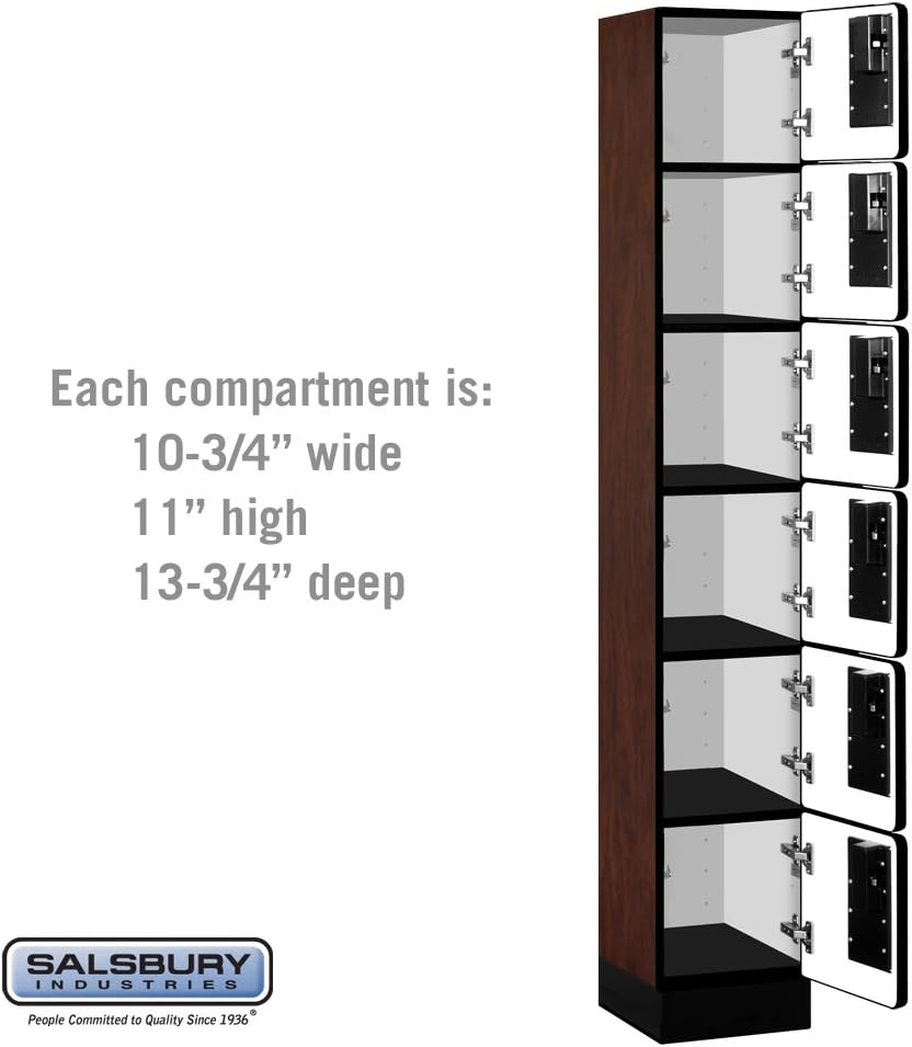 Salsbury Industries 36365MAH Six Tier Box Style Designer Wood Locker, 6' 3" x 15", Mahogany