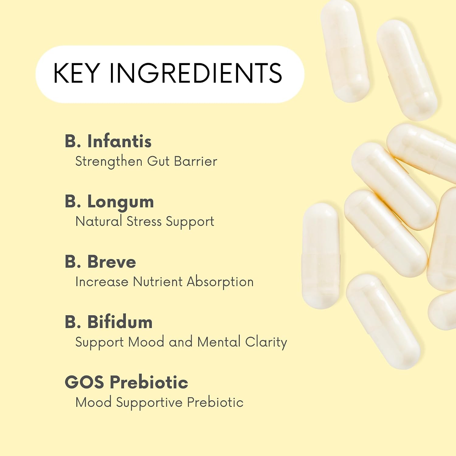 Probiotics 30 Billion CFU - Bifidus Mood Support Supplement w/prebiotics & probiotics for Women and Men - Mood & Digestion Support- Histamine Free