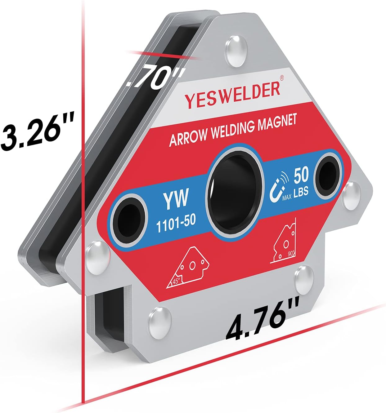 YESWELDER 4-Pc Welding Magnet Set, 50 lb Holding Power Welding Accessories