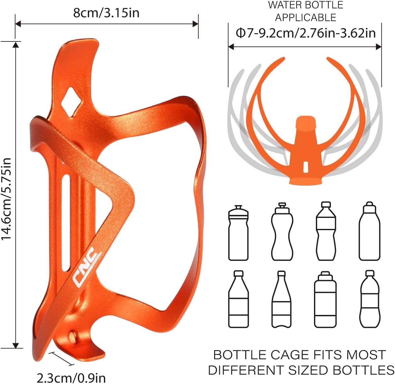 CNC Bike Water Bottle Holder，2-Pack Bike Bottle Cage for MTB Road Bike，Black