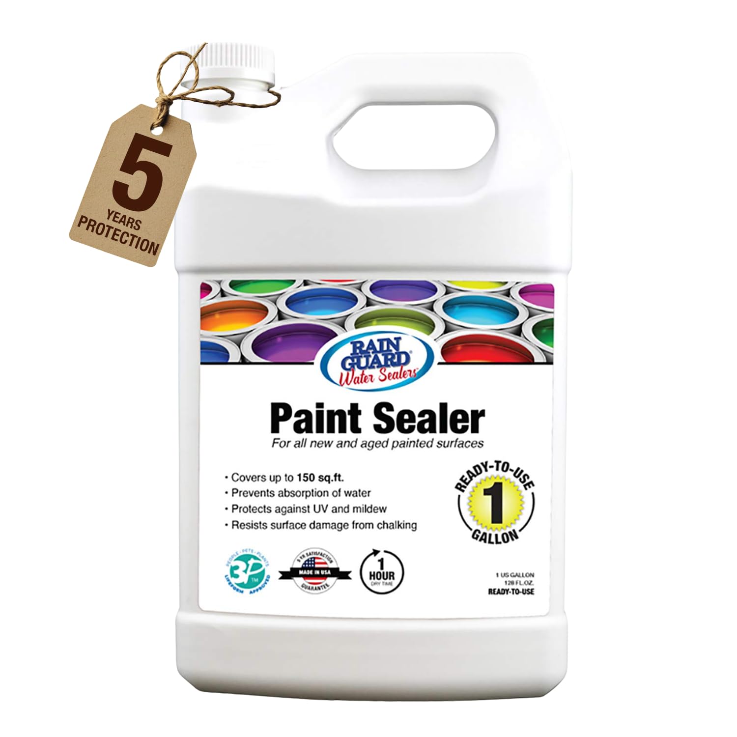 Rain Guard Paint Sealer Concentrate SP-9002 | Makes 2 Gallon | Protects Painted Concrete, Wood, Stone | Silane/Siloxane Acrylic Waterproofer | UV Resistant | Fast Drying | Semi-Satin Finish | Protects Painted Concrete, Painted Wood, Painted Stone, Silane…