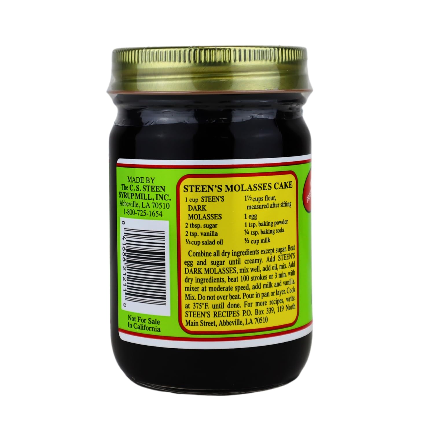 Steen's Home Style Molasses 11.5 oz - Rich, All-Natural Flavor for Baking and Cooking - 100% Pure & Natural - No Preservatives Homestyle - Hearty Flavor in Gingerbread, Cookies, Brown Sugar and Dark Rum (1 Pack)