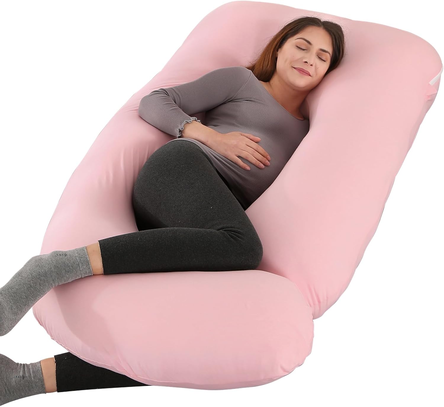 Victostar Pregnancy Pillow,57 inches U Shaped Maternity Pillow with Removable Cover Full Body Pillow Support for Back, HIPS, Legs, Belly (Dark Gray)
