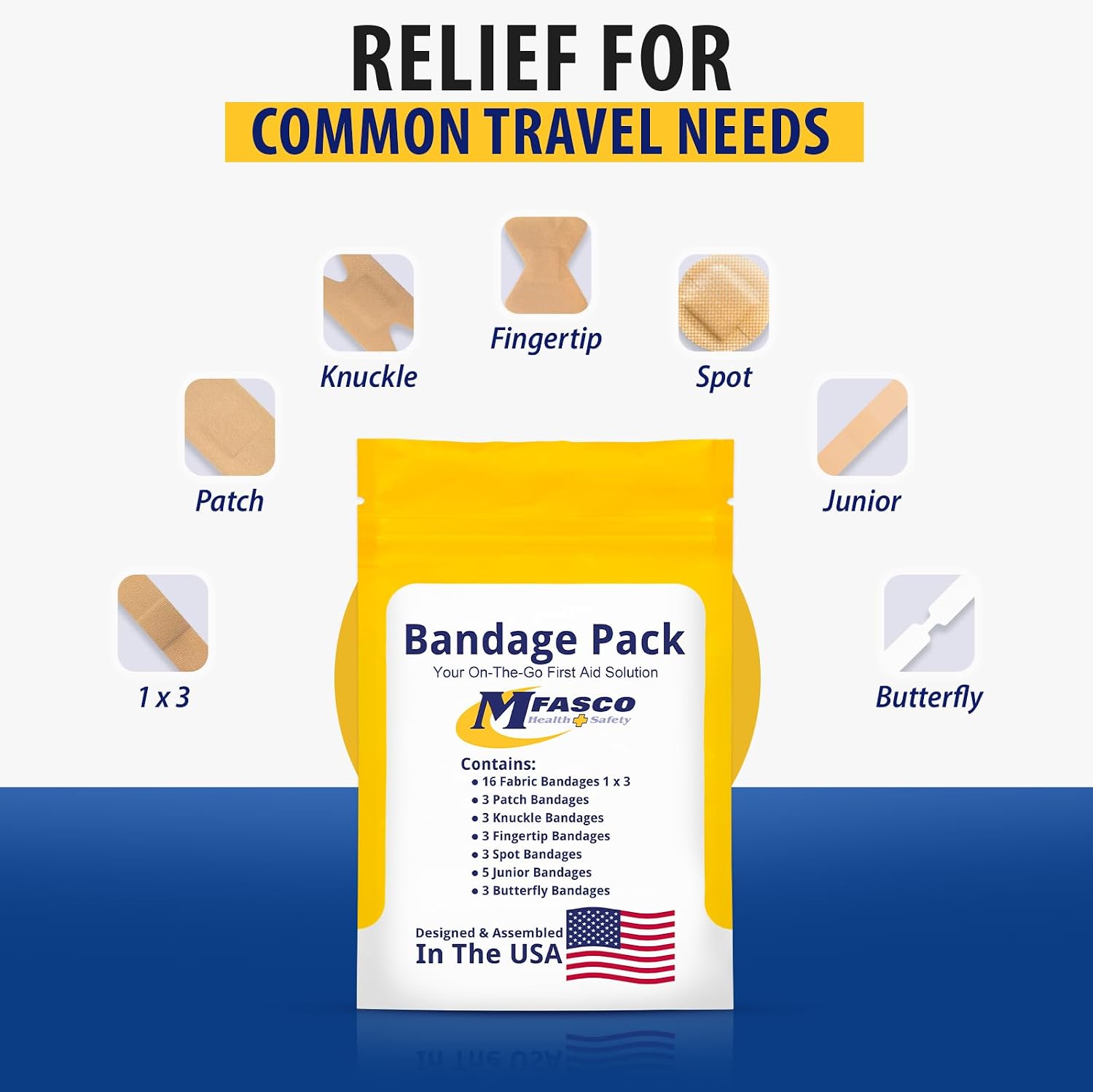 MFASCO Antiseptic Wound Care Travel Pack | 39 Piece First Aid Kit Refill | BZK, Antiseptic Wipes, Sting Relief, Wound Ointment | Essential First Aid Supplies | Refill Personal First Aid Kits