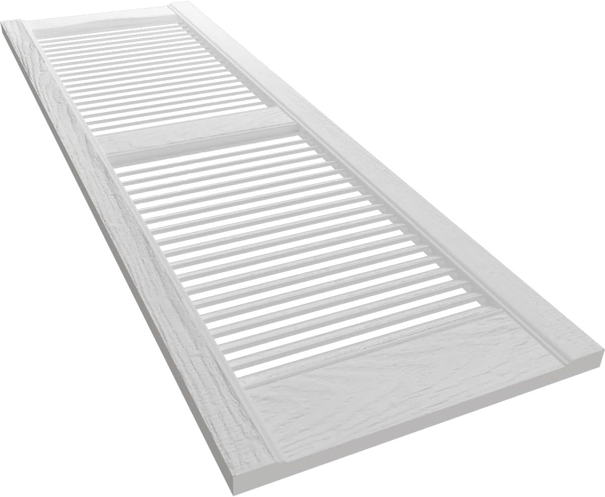 Ekena Millwork LL1S12X02500BW Lifetime Vinyl Standard Cathedral Top Center Mullion with Open Louver Shutters, 12" W x 25" H, Bright White, 1 Piece
