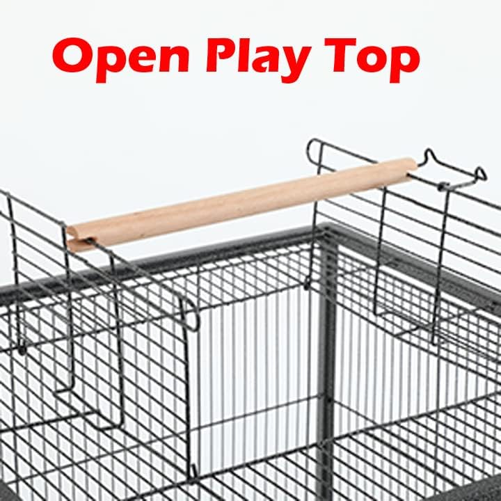36-Inch Deluxe Sturdy Wrought Iron Bird Flight Open Play Top Cage with Rolling Stand for Parrots Conure Lovebird Cockatiel