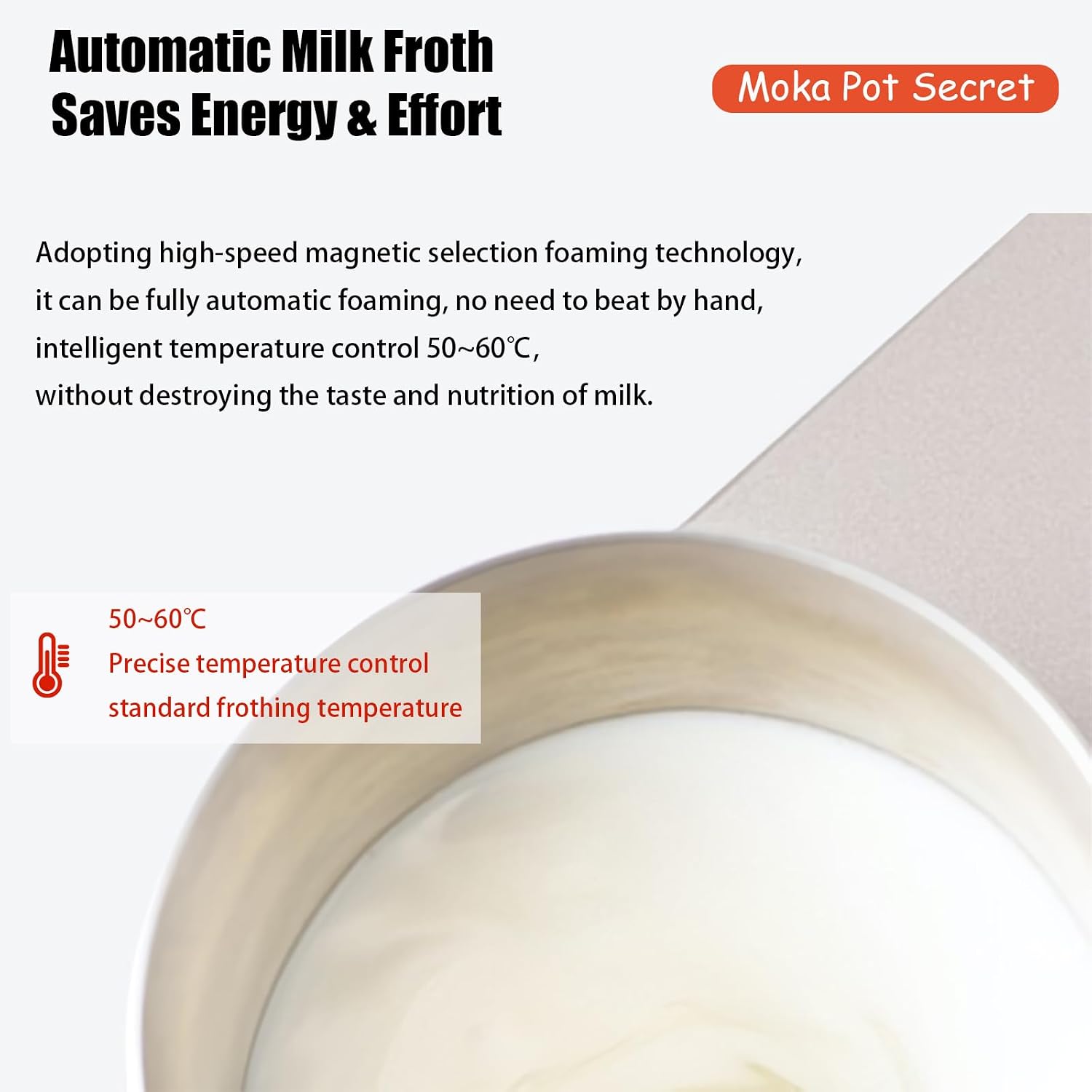 Espresso Maker with Milk Frother Electric Moka Pot 2-in-1 Espress Machine Aluminium One-Touch Operation Milk Froth Fine and Dense White 110V