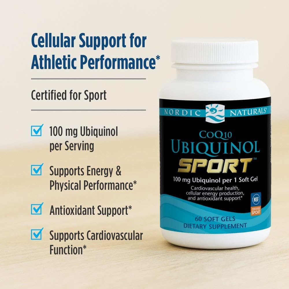 Nordic Naturals Nordic CoQ10 Ubiquinol Sport - 60 Mini Soft Gels - 100 mg Ubiquinol - Heart Health, Physical Performance
