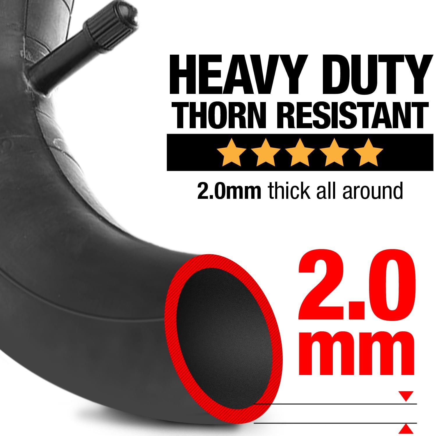 10x2 Inner Tube for Scooters & Power Chairs with an Angled Valve Stem (2-Pack) - Thorn Resistant & 3X Thicker Than OEM - Compatible with 10x1.90
