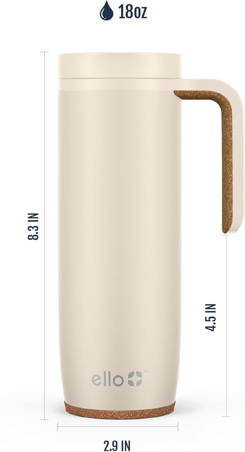 Ello Magnet 18oz Insulated Stainless Steel Travel Mug with Handle, Poseidon