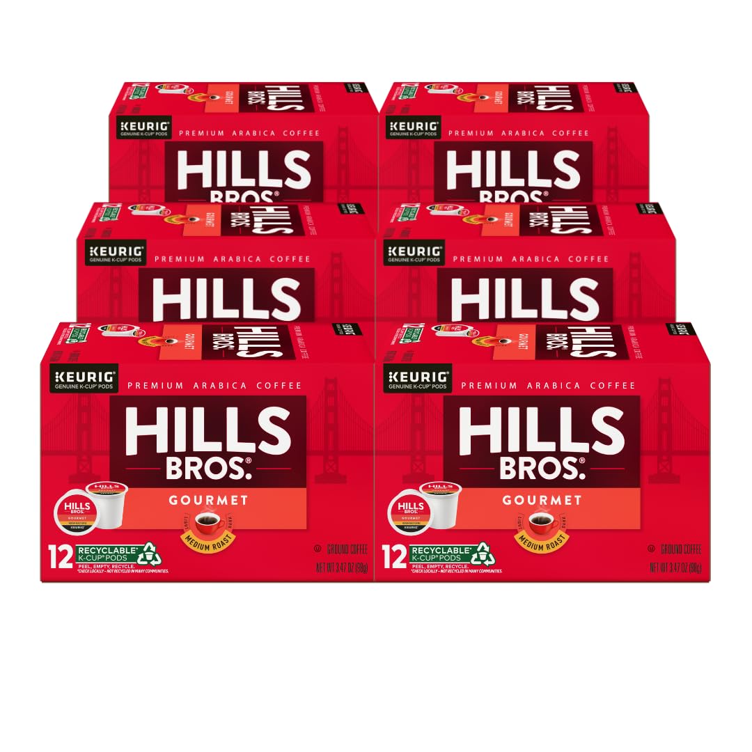 Hills Bros Single Serve Coffee Pods, 100% Colombian Ground Coffee, Medium Roast, 12 Count – Keurig Compatible, Roasted 100% Arabica Beans, Smooth Balanced Flavor