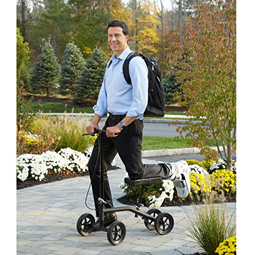 Carex Economy Rolling Knee Walker with Comfortable Padding - Steerable Knee Scooter for Foot Injuries with Hand Brake - Crutch Alternative