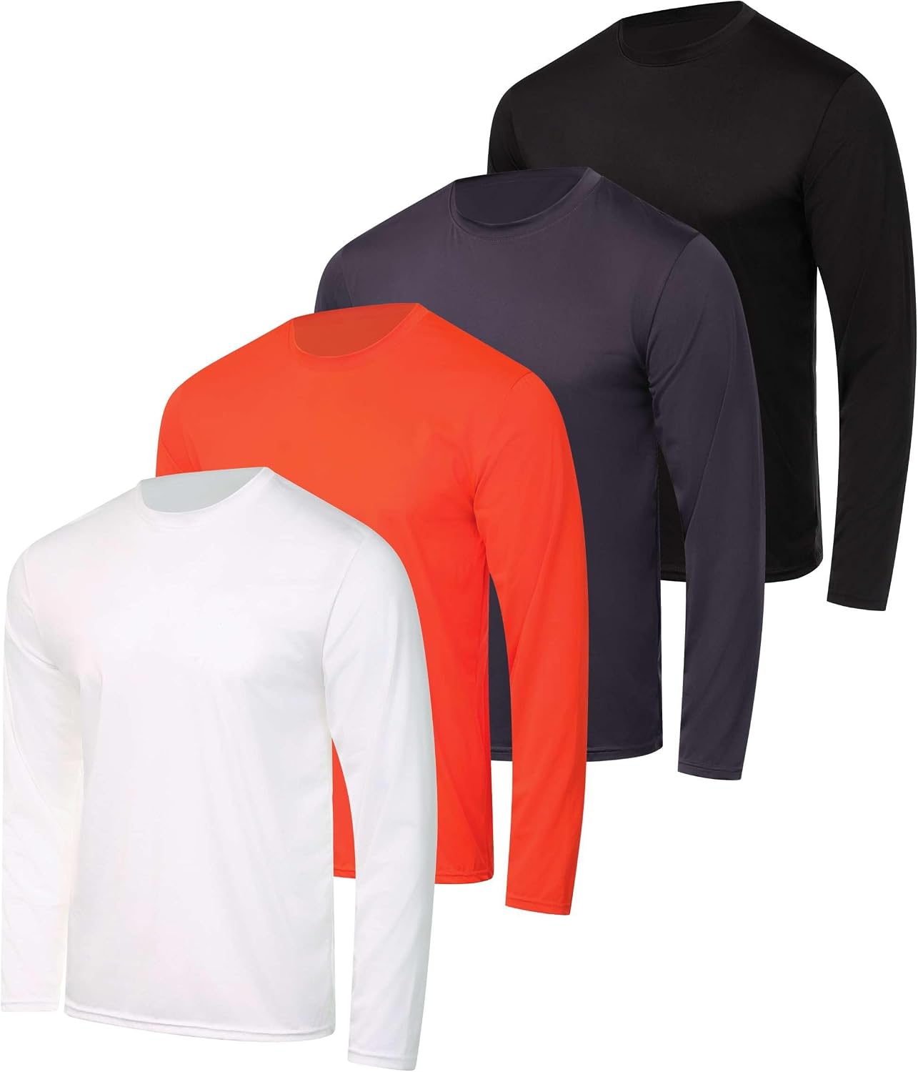 4 Pack Men's Dry Fit Long Sleeve Workout Shirts Gym Athletic Tee Fishing