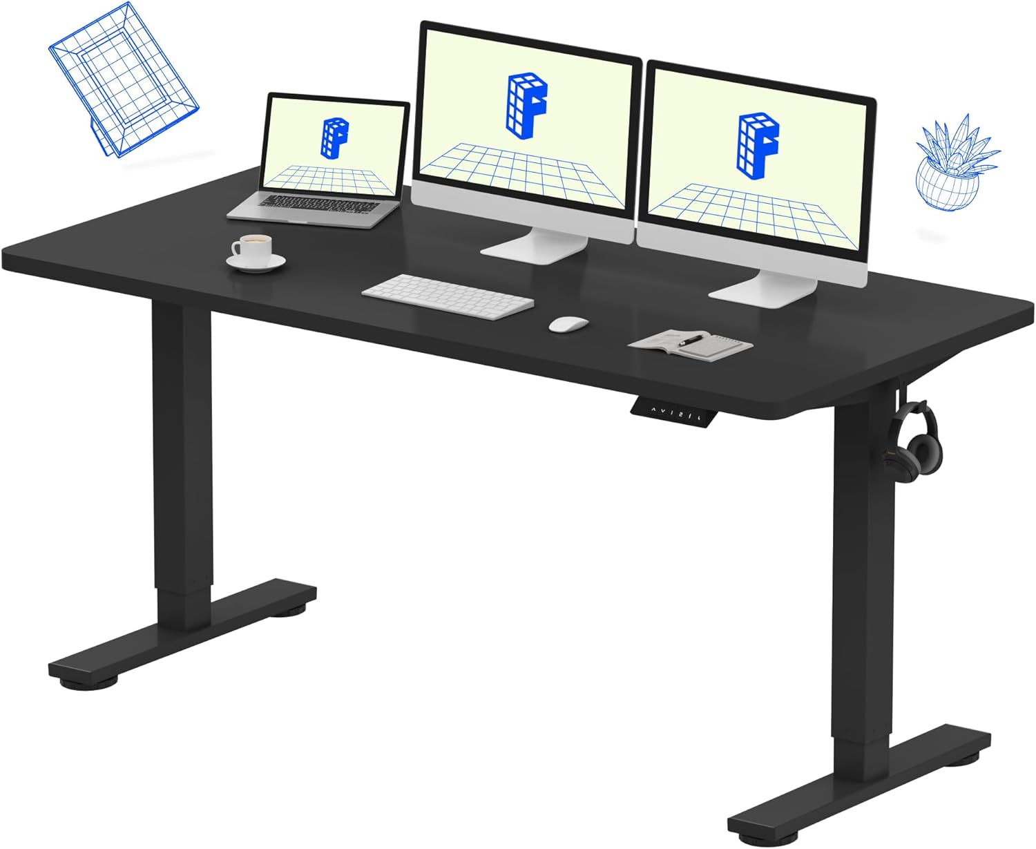 FLEXISPOT EN1 One-Piece Standing Desk, Electric Adjustable with 4 Memory Presets, 176 LBS Capacity, Stable & Quiet
