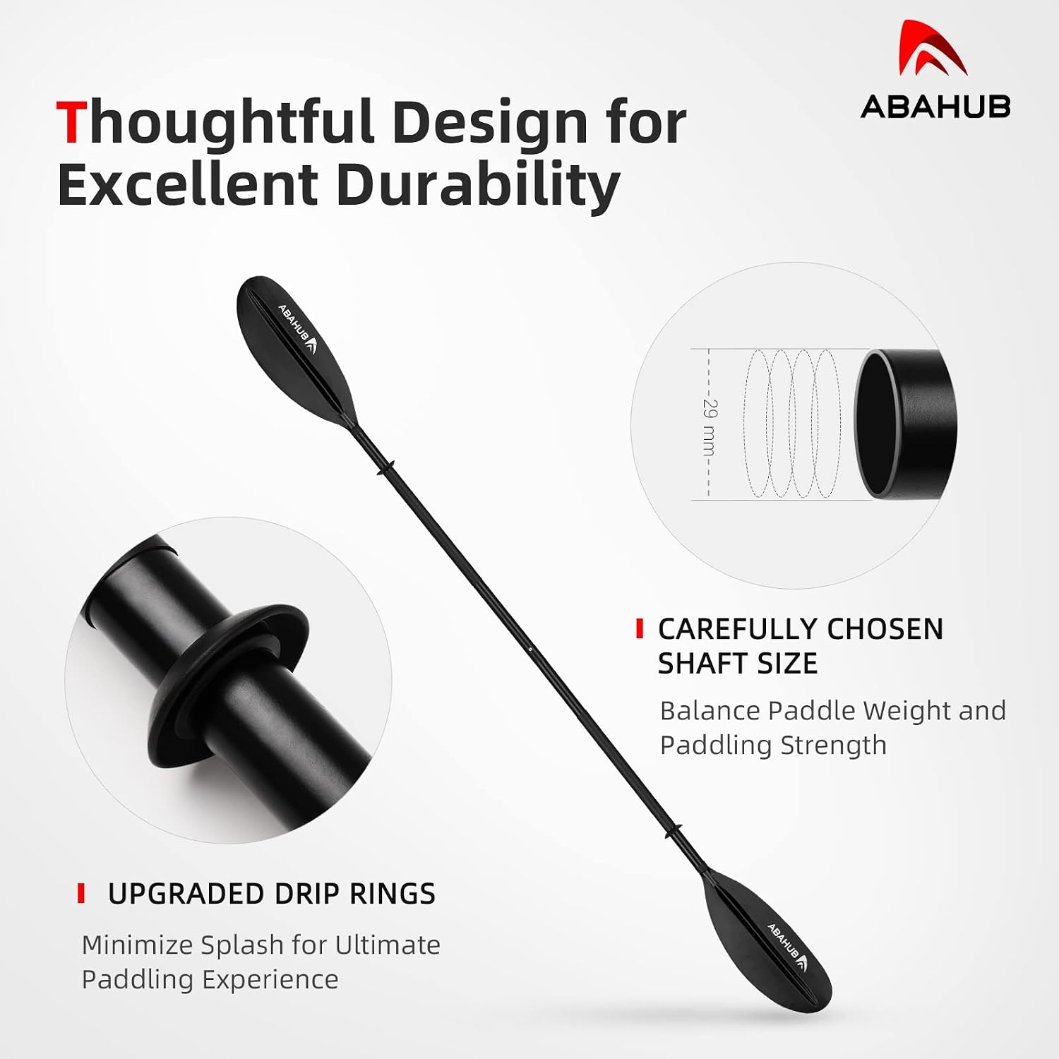 Abahub Kayak Paddle with Free Leash 220-240cm Kayaking Oars