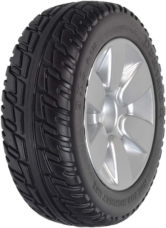 9"x3" (2.80/2.50-4) Flat-Free Drive Wheel Assembly with Silver Rim & Black Tire for Jazzy Select Elite & Pride TSS 300 - Mobility Power Chair Wheel