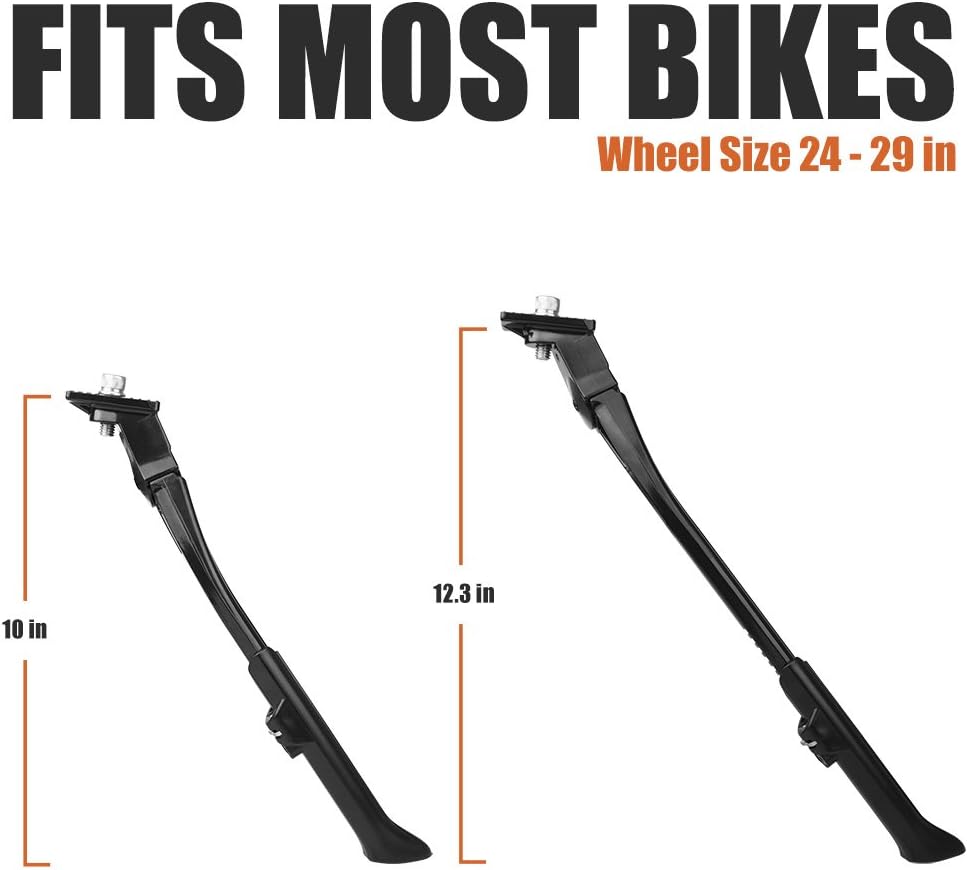 BV Bicycle Kickstand for 24”-28” - Adjustable Bikes Kickstand for Adult Bike with Non-Slip Foot & Spring-Loaded Latch for Stable Any-Angle Stance (Silver, Regular Duty)