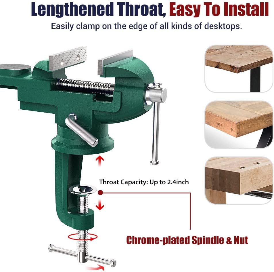 Nuovoware Table Vise 3 Inch, Universal Vise Bench Clamp, Blue