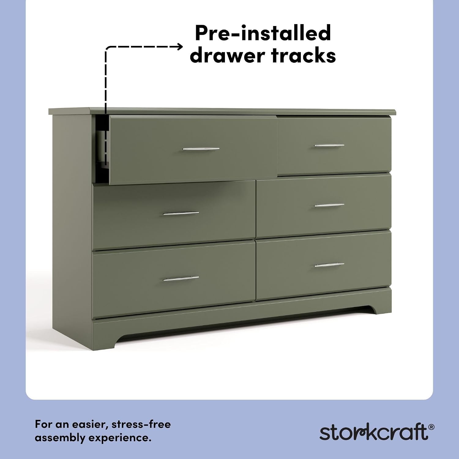 Storkcraft Brookside 2 Drawer Changing Table Dresser, Pebble Gray