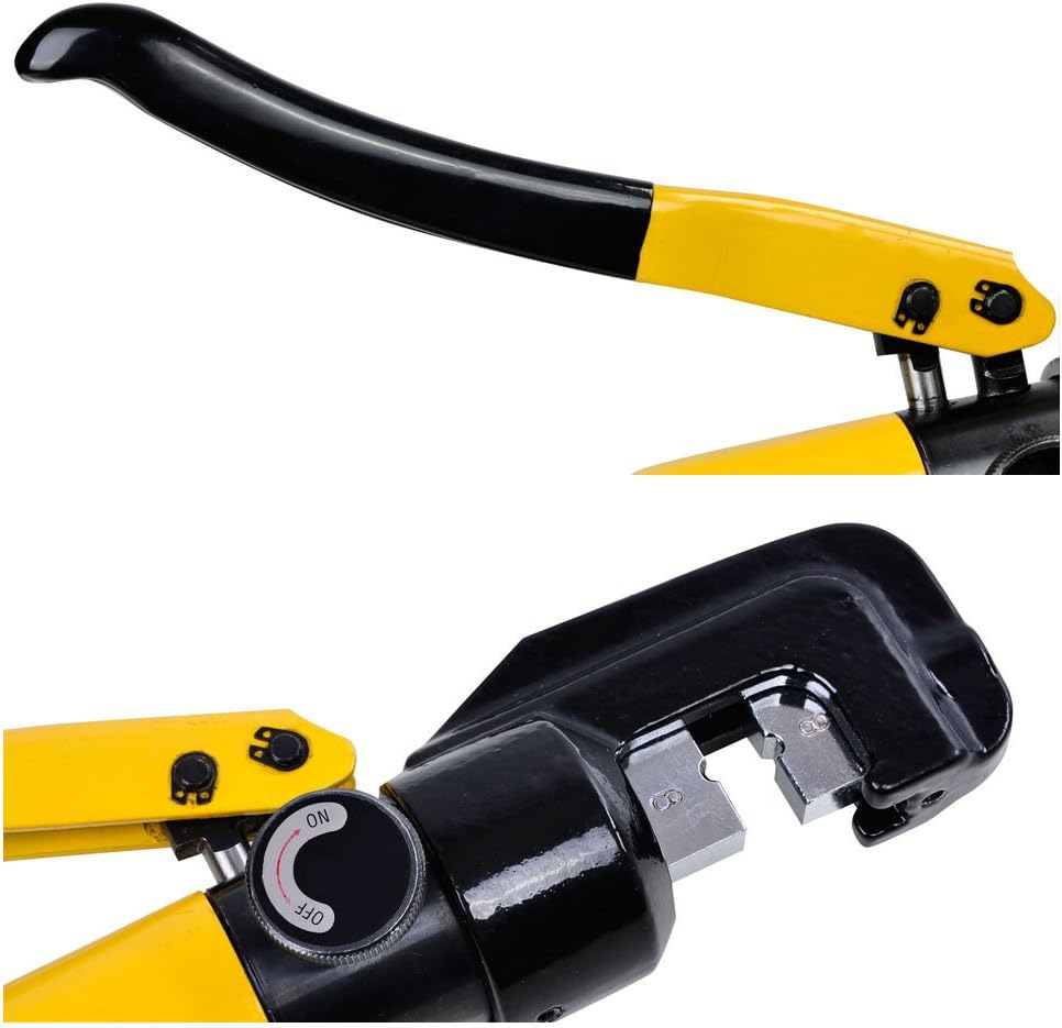 Yescom 10 Ton Hydraulic Crimping Tool Wire Crimper with 9 Hex Dies | Ideal for 3/16" to 1/8" cable railing system tensioning & 12 to 2/0 AWG electrical battery lug terminals, YES0584