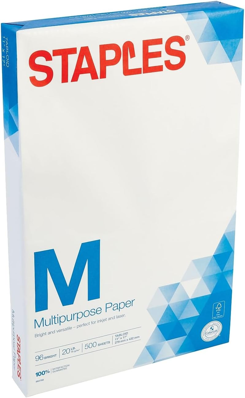 Staples 11-Inch X 17-Inch Multipurpose Paper 20 Lbs. 96 Brightness 500/Ream