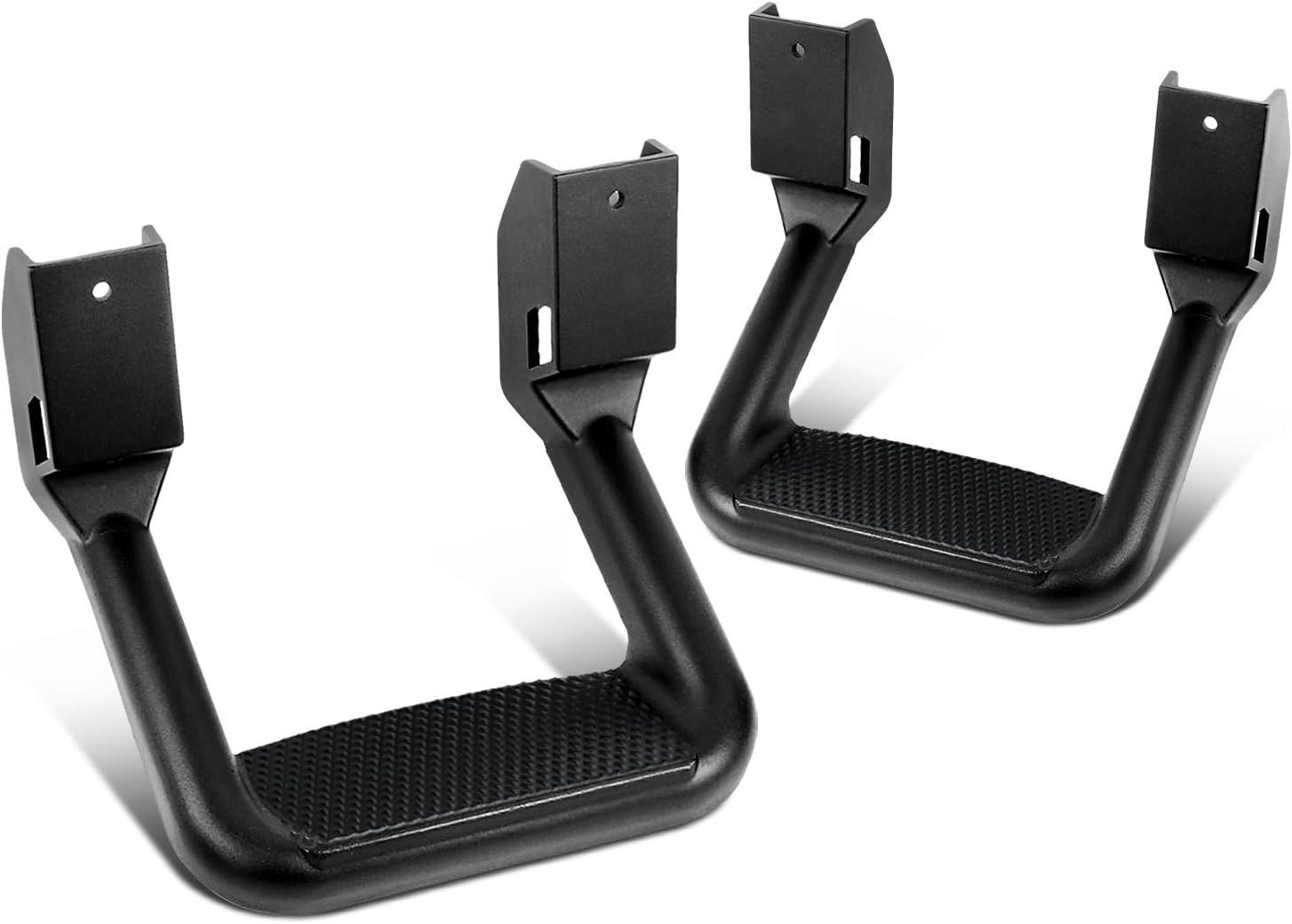 DNA MOTORING Pair Aluminum Side Hoop Steps Universal Side Step Compatible With Chevy GMC Dodge Pickup Trucks SUVs, 11"L x 6"H x 12"W, 2 Pcs, Silver, SSTEP-SS