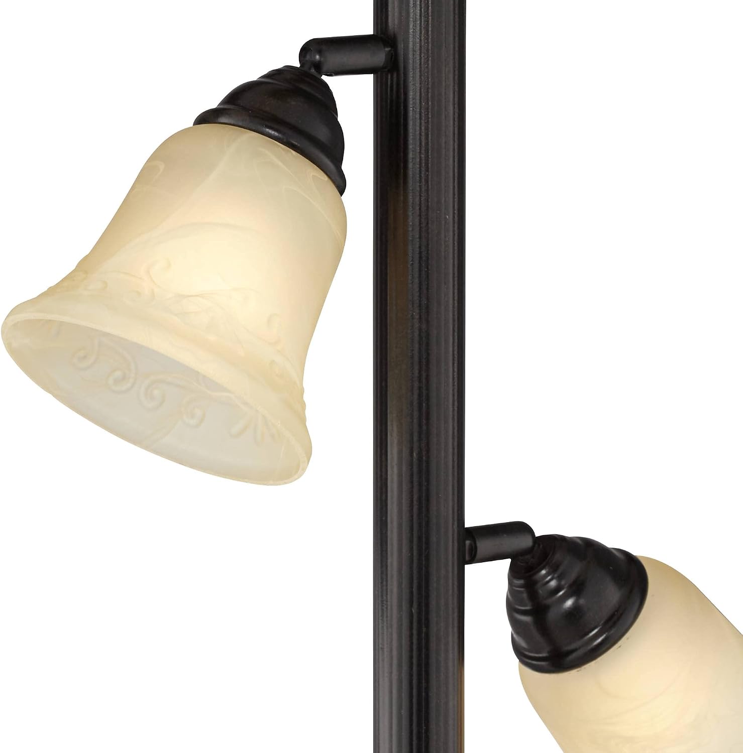 Ludo 72" Tall Bronze Crackle Tree Torchiere Floor Lamp Living Room | Vintage Traditional Antique Adjustable Alabaster Glass Shades Slide Dimmer
