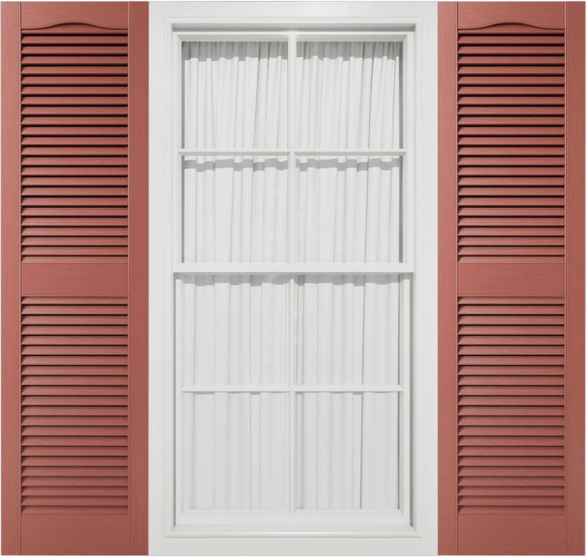 Mid America 00011455002 Standard Size Cathedral Top Center Mullion, Open Louver Vinyl Shutter, w/Installation Shutter-Lok's & Matching Screws (Per Pair), 002, 14 1/2"W x 55"H, Black
