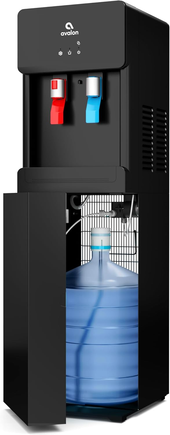 Avalon A6BLWTRCLRBLK Touchless Bottom Loading Cooler Dispenser-Hot & Cold Water, Child Safety Lock, Innovative Slim Design
