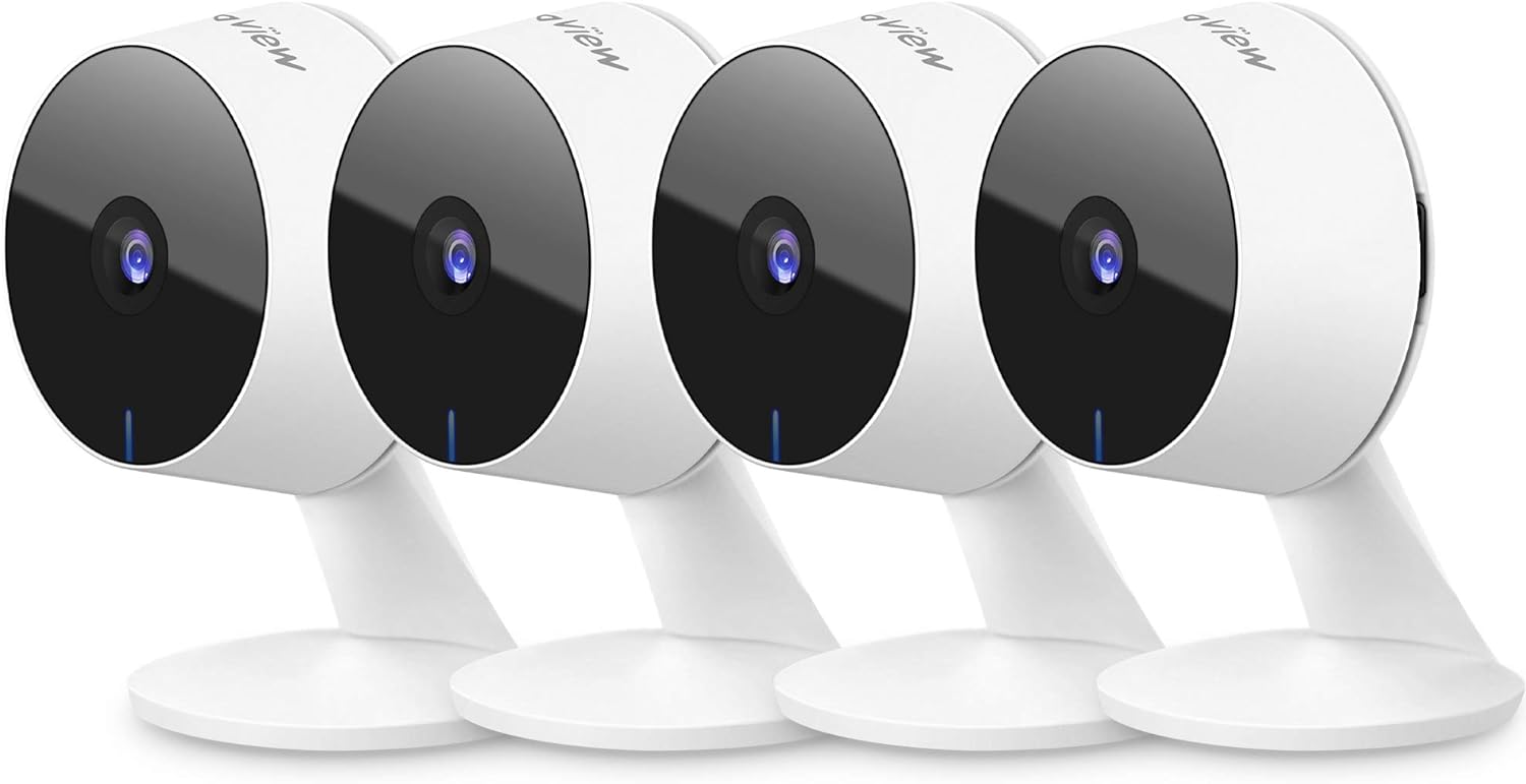 LaView Security Cameras 4pcs, Home Security Camera Indoor 1080P, Wi-Fi Cameras Wired for Pet, Motion Detection, Two-Way Audio, Night Vision, Phone App