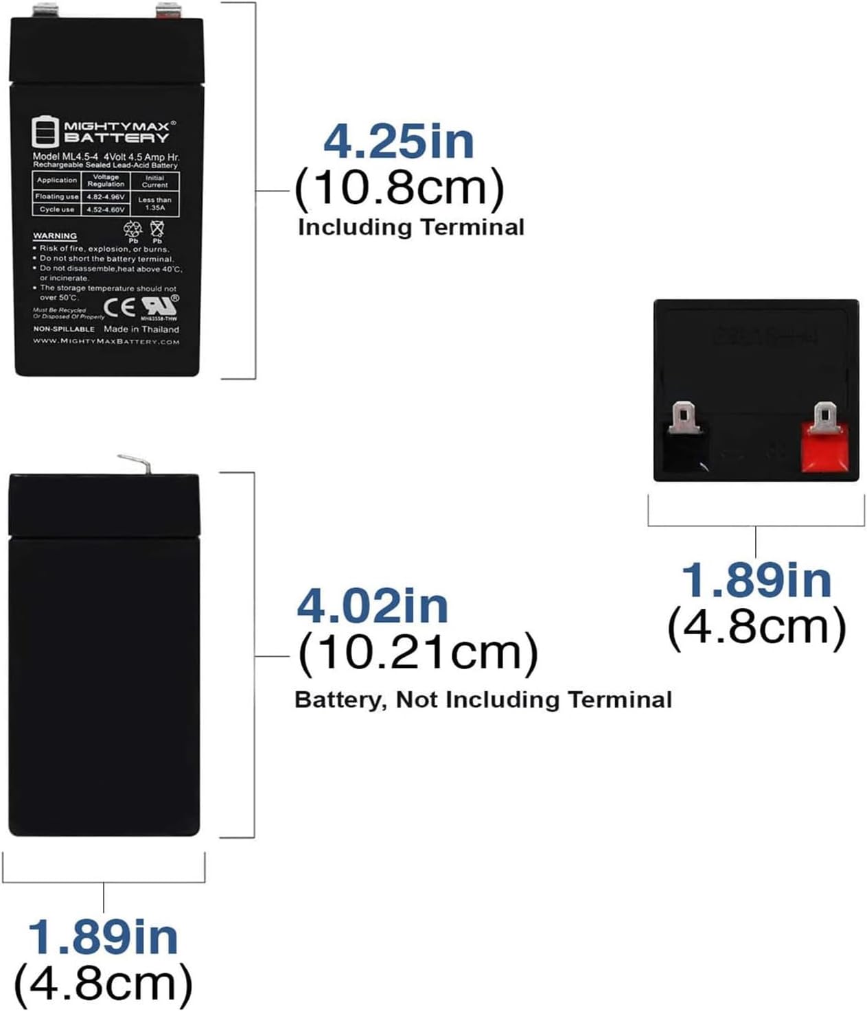 Mighty Max Battery 4 Volt 4.5 Ah SLA Battery for Zareba 2 Mile Fence Solar Charger