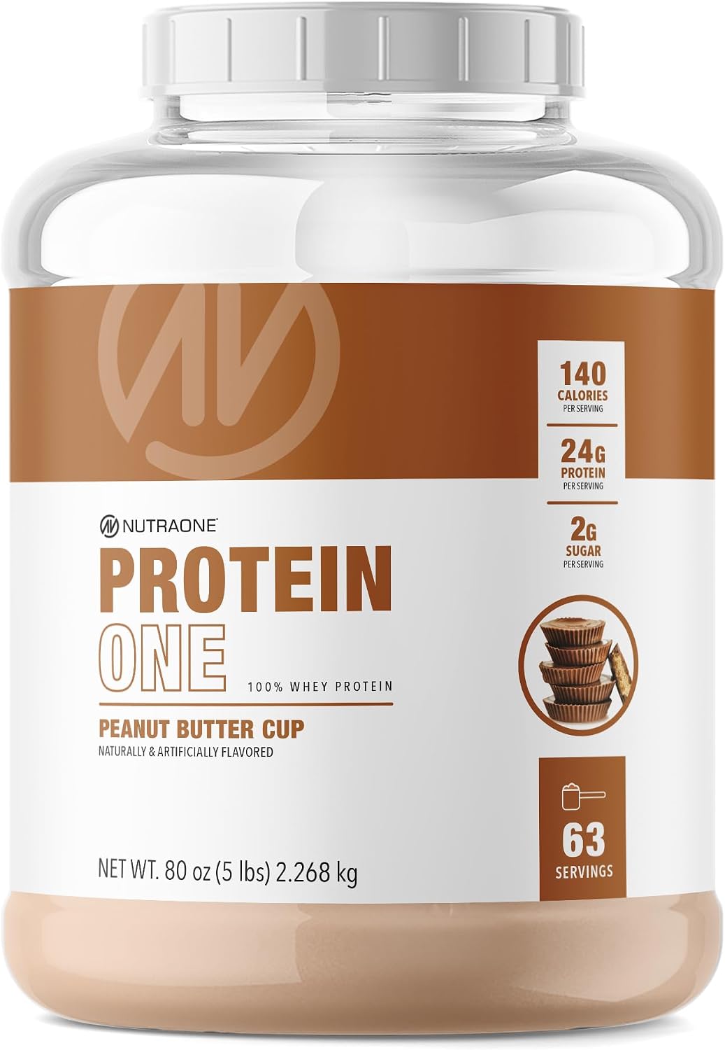 NutraOne ProteinOne Whey Protein Promote Recovery and Build Muscle with a Protein Shake Powder for Men & Women (Chocolate PB Cup, 5 LB)